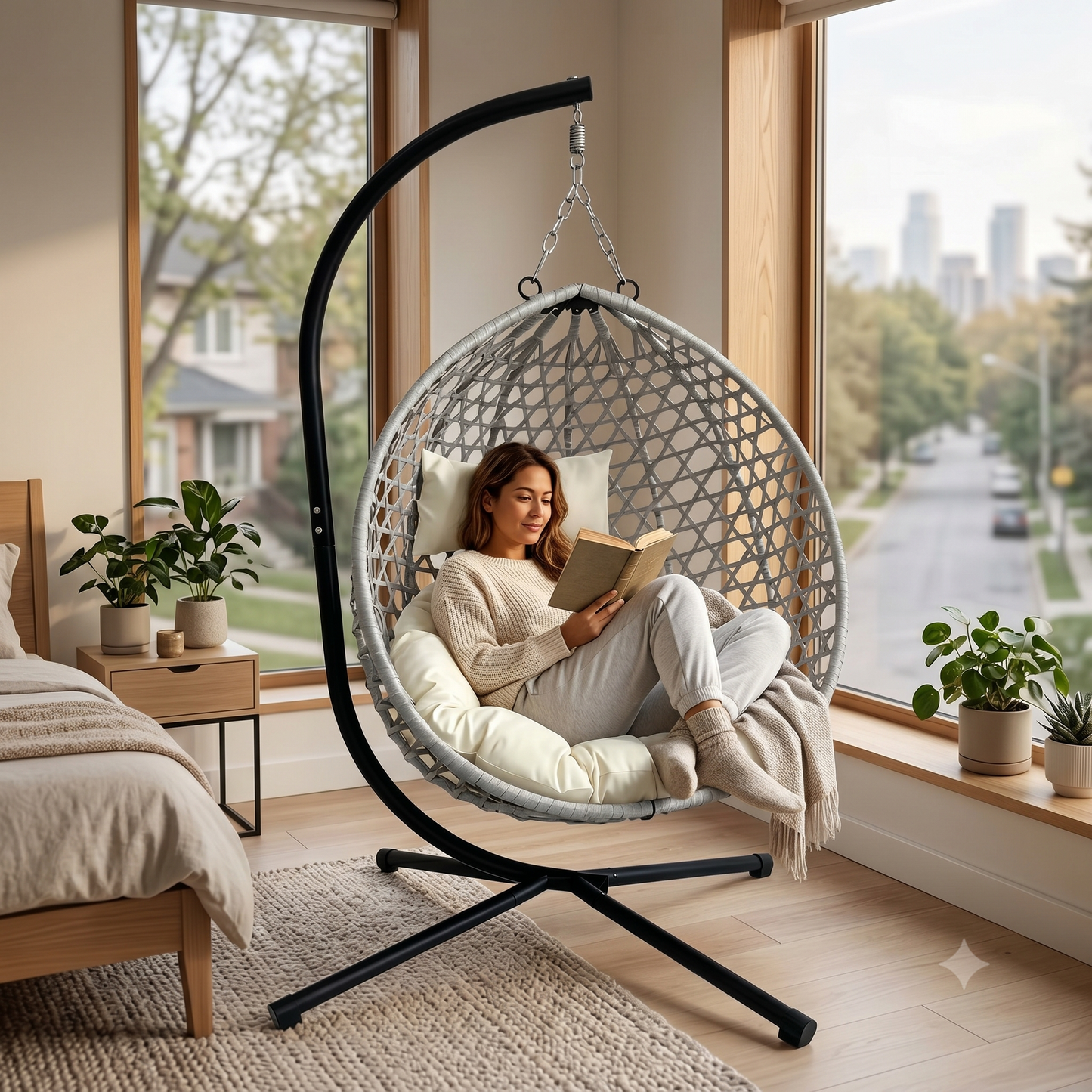 Foldable Hanging Egg Chair with Stand