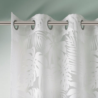 Palm Leaf Burnout Sheer Window Curtain White 50x63