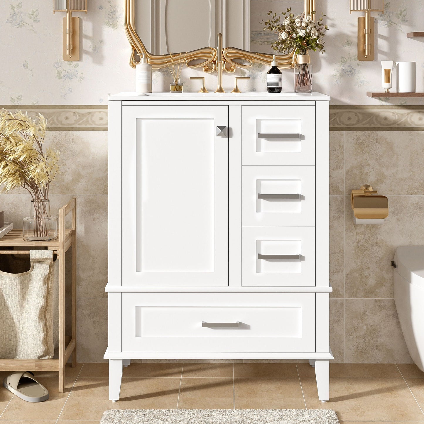 Bathroom Vanity, Modern Bathroom Cabinet With Sink Combo Set, Bathroom Storage Cabinet With A Soft Closing Door And 3 Drawers, Solid Wood Frame