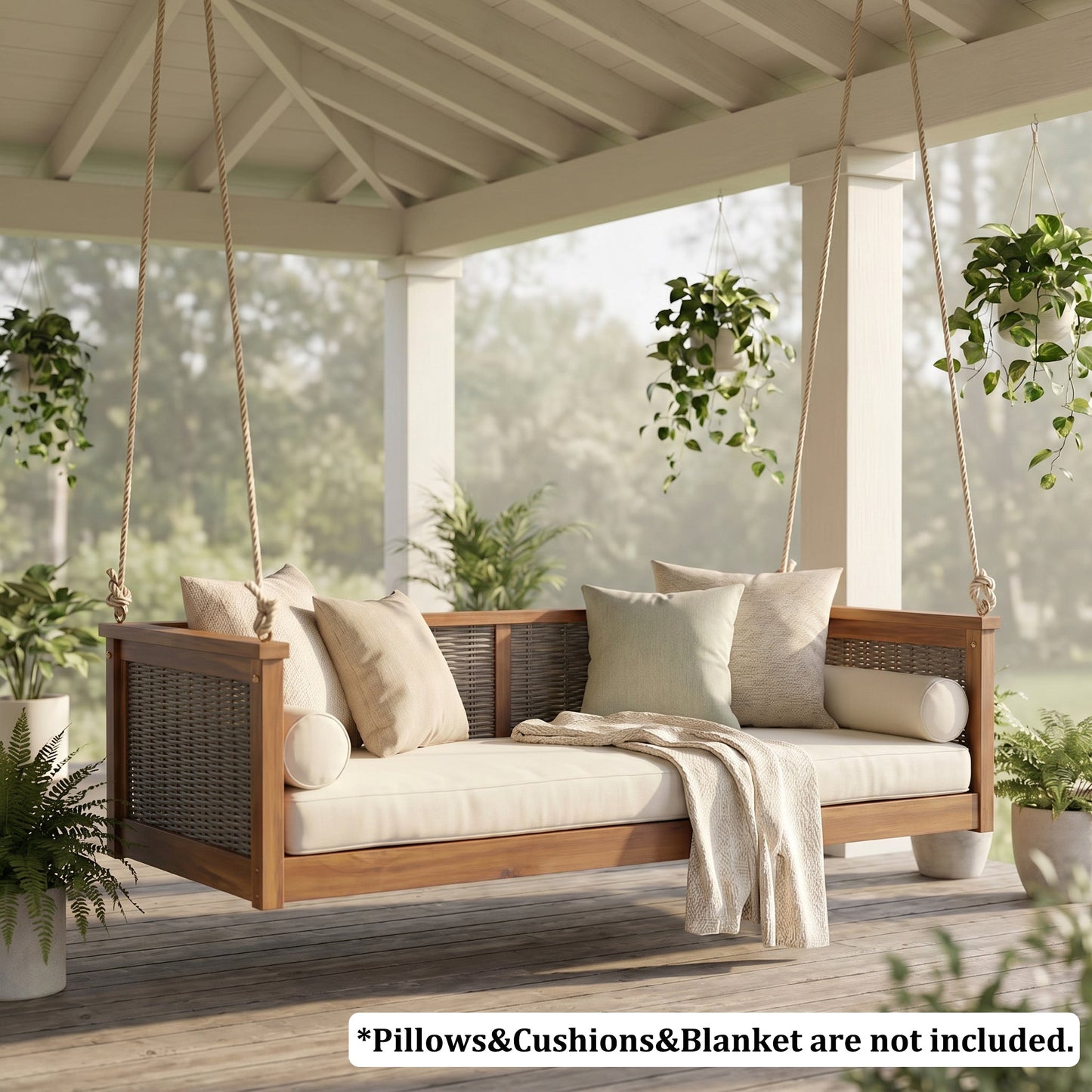 TOPMAX Outdoor Classic Solid Wood Twin Size Swing Bed