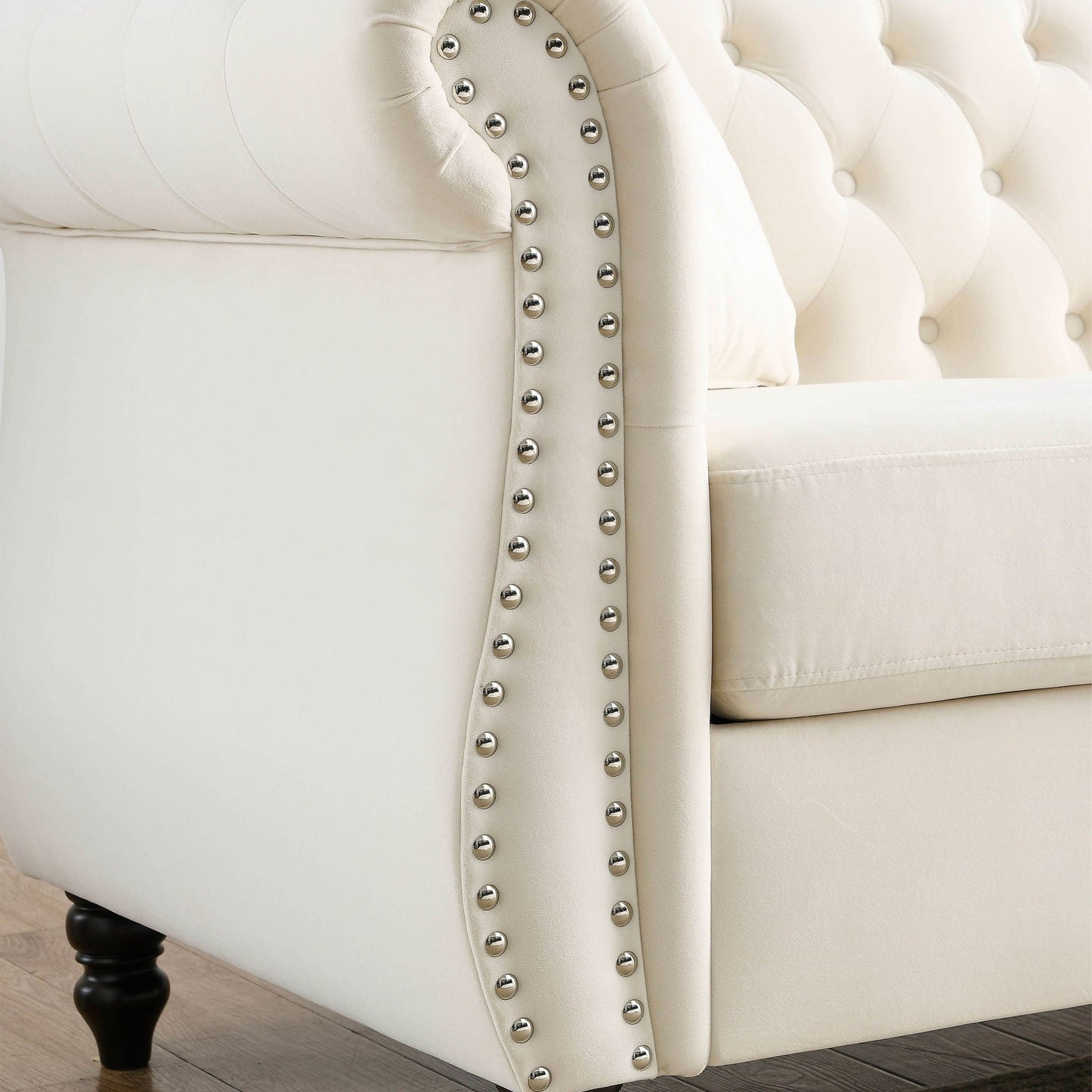 Chesterfield Sofa With Rolled Arms And Nailhead Trim