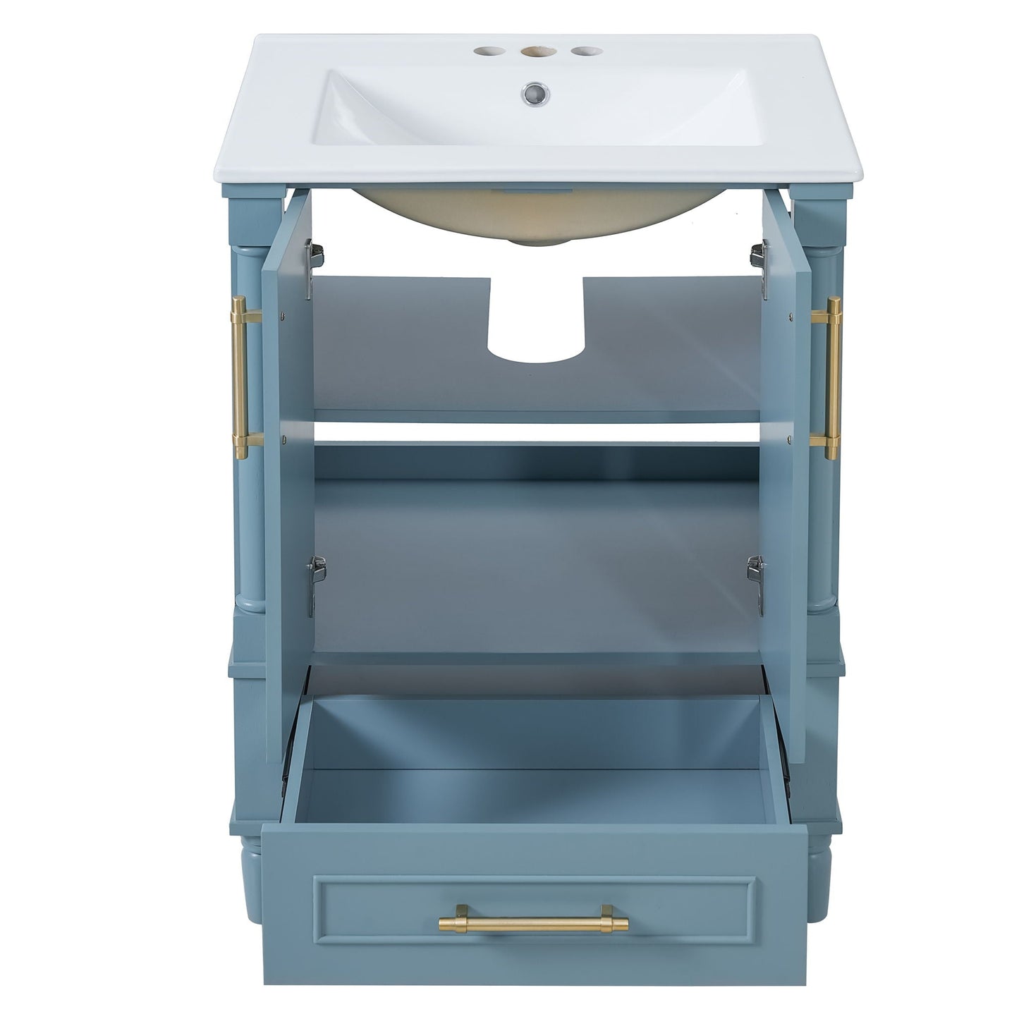 Bathroom Vanity With Ornate French Cylinder Legs, Soft Close Drawer