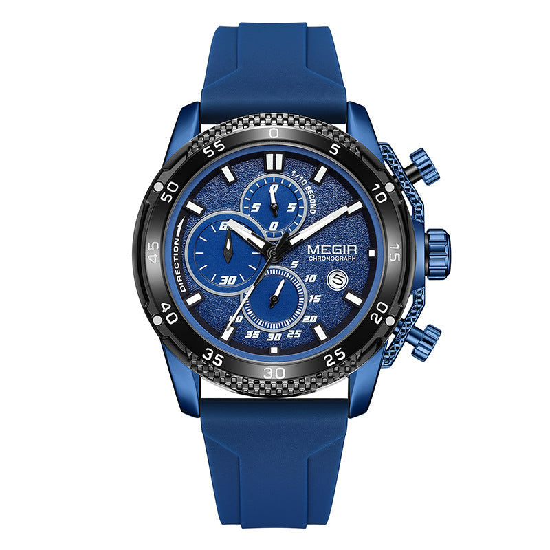Multifunctional Three-eye Chronograph With Silicone Strap