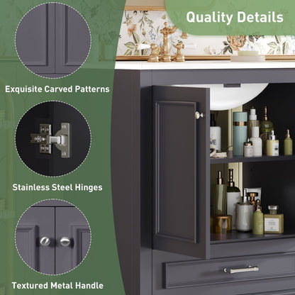 Bathroom Vanity With Sink, Cabinet & 2 Soft Closing Doors & Adjustable Shelf