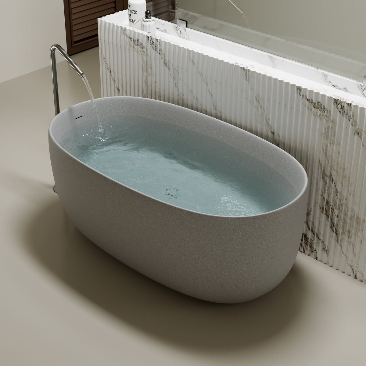 51'' Freestanding Bathtub Resin Stone Soaking Bathtub