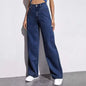 Draped Floor-length Black Straight-leg Jeans