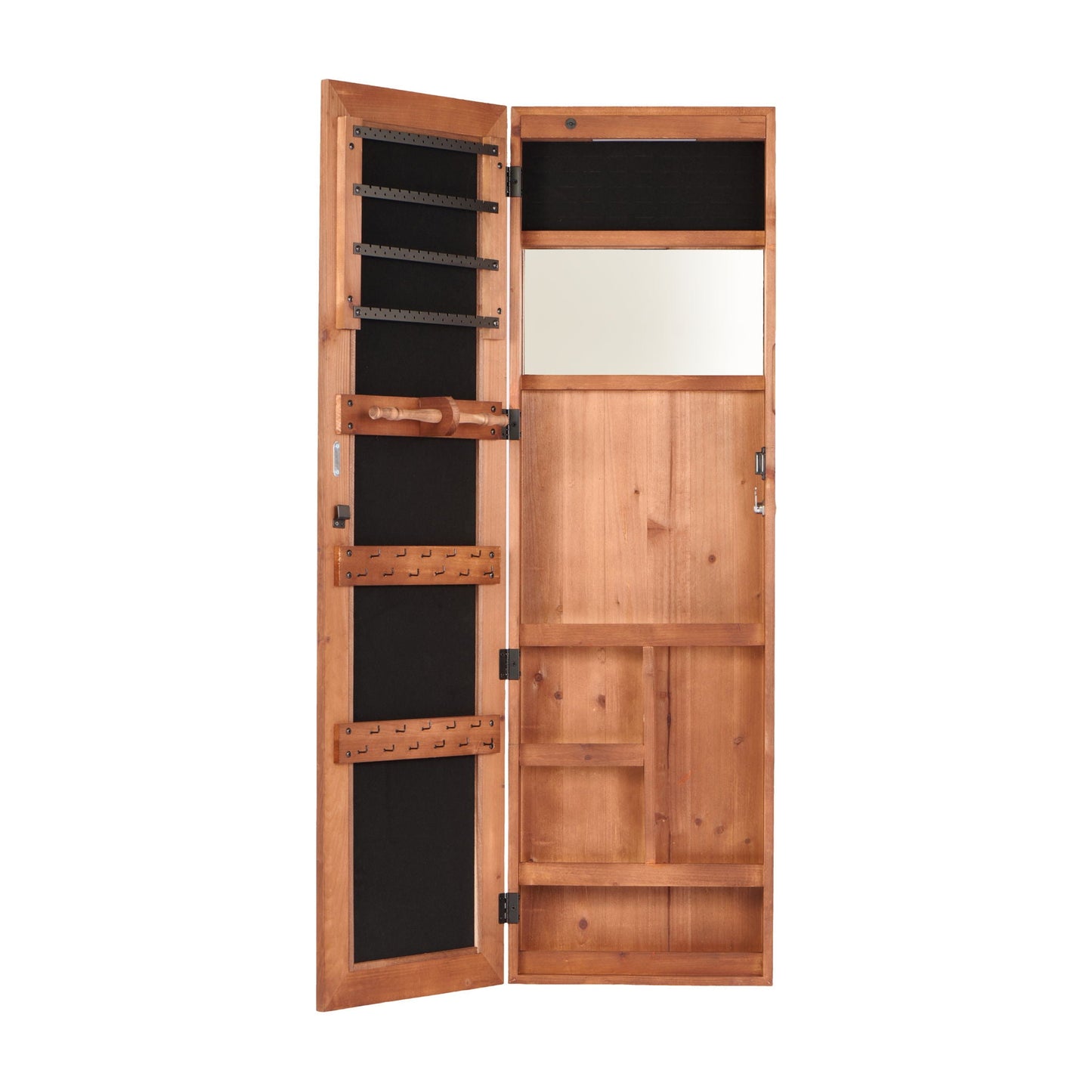 Jewelry Armoire Organizer With Full Length Mirror, Wall Mounted Lockable Cabinet With LED Light