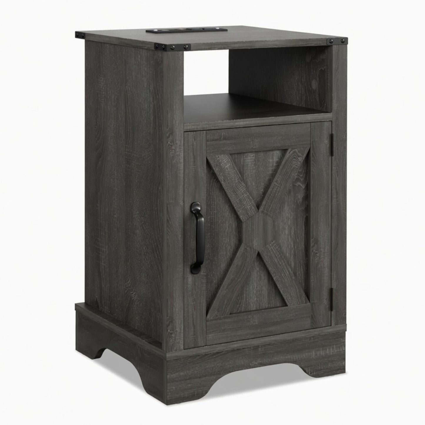 Farmhouse Nightstand, Charging Station & Storage