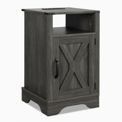 Farmhouse Nightstand, Charging Station & Storage