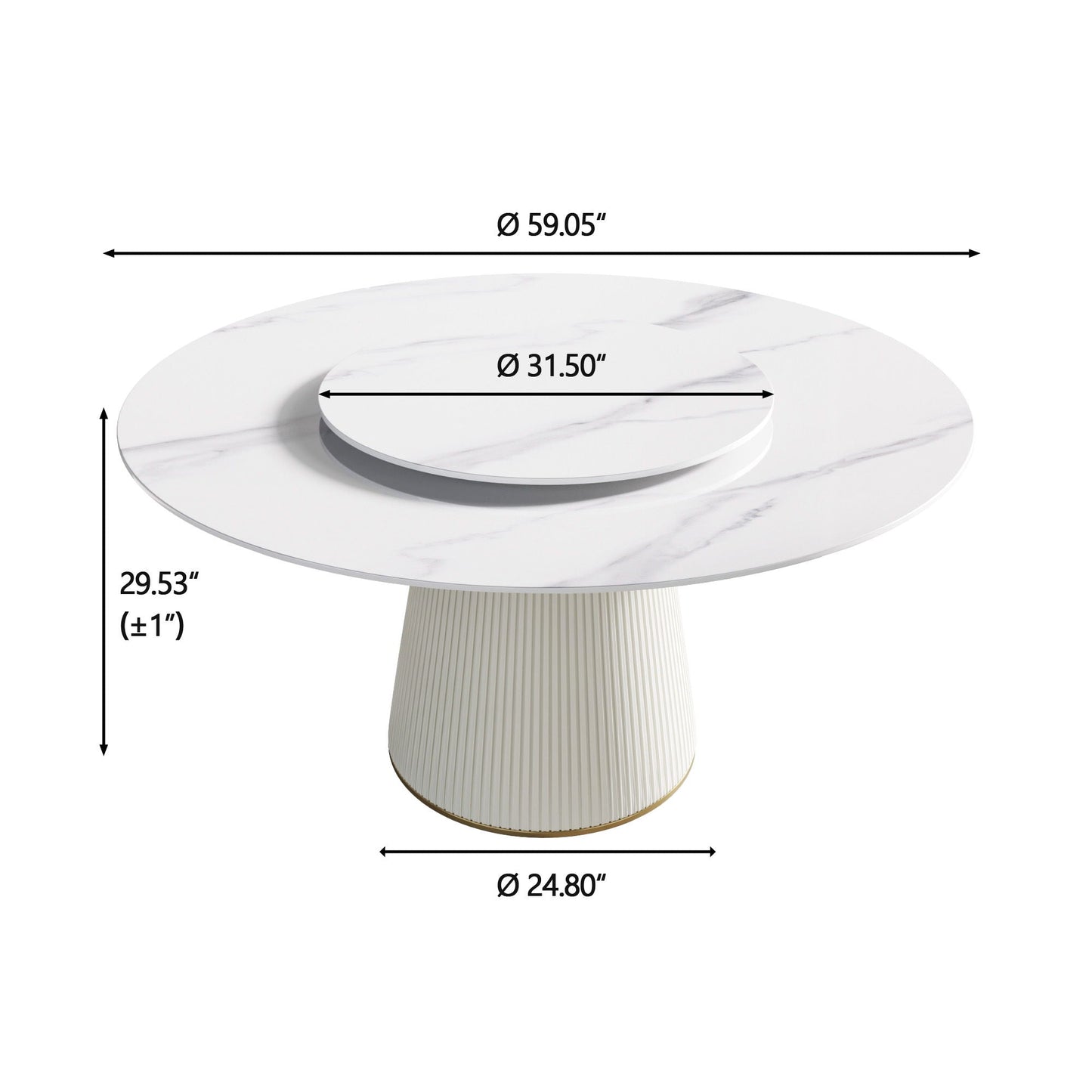 Modern, Round Carbon Steel Base Dining Table, Can Accommodate 6 People
