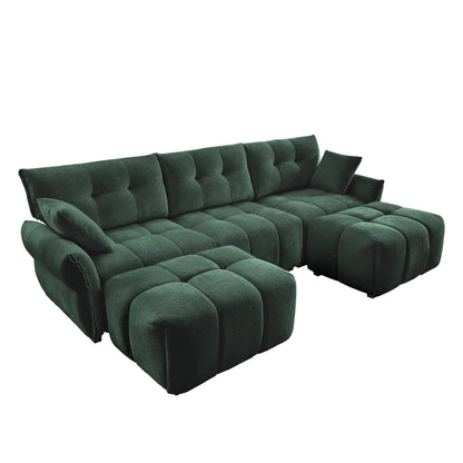 3 Seater Sofa Set With Ottoman And Throw Pillows