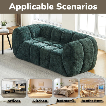 Quilted Cloud Sofa With Rounded Armrests And Piano Key Backrest Design