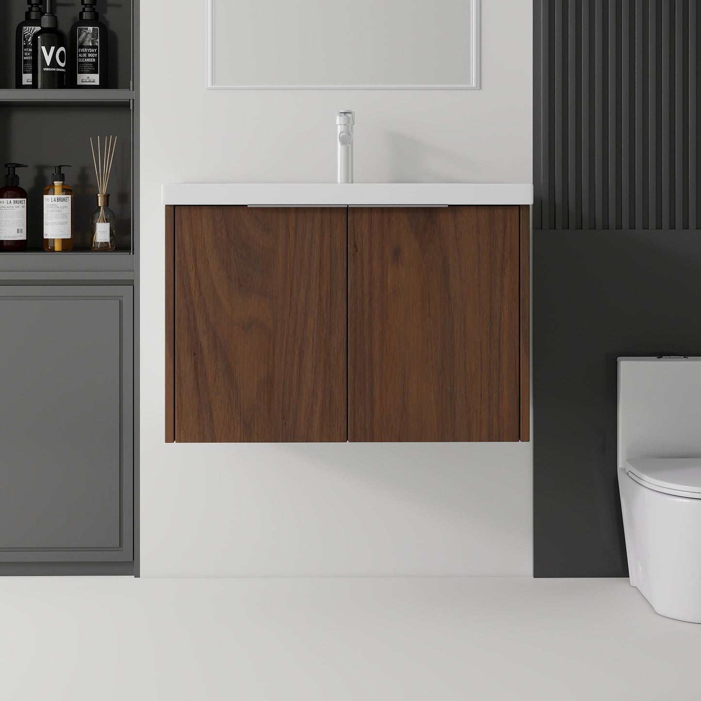 36 Inch Floating Bathroom Vanity with Ceramic Sink and Soft-Close Door