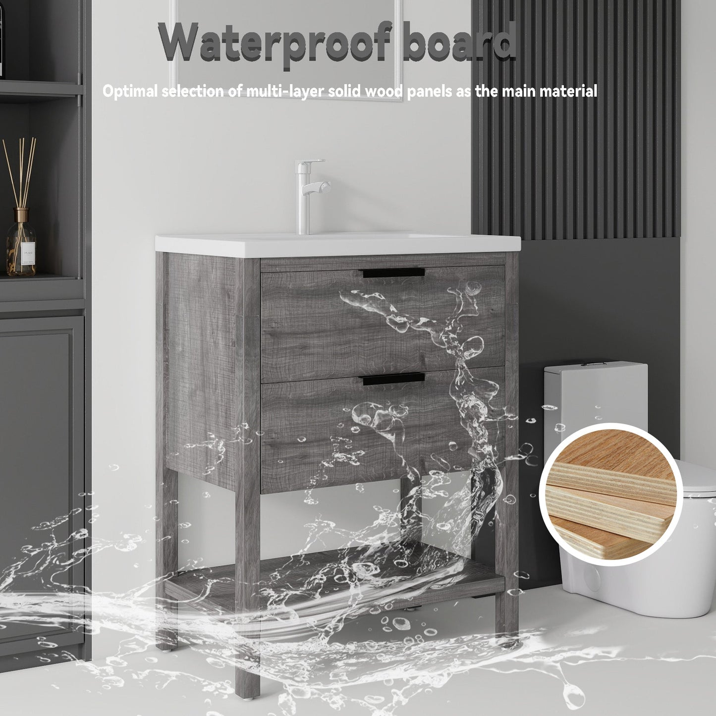 24 Inch Freestanding Bathroom Vanity with Sink