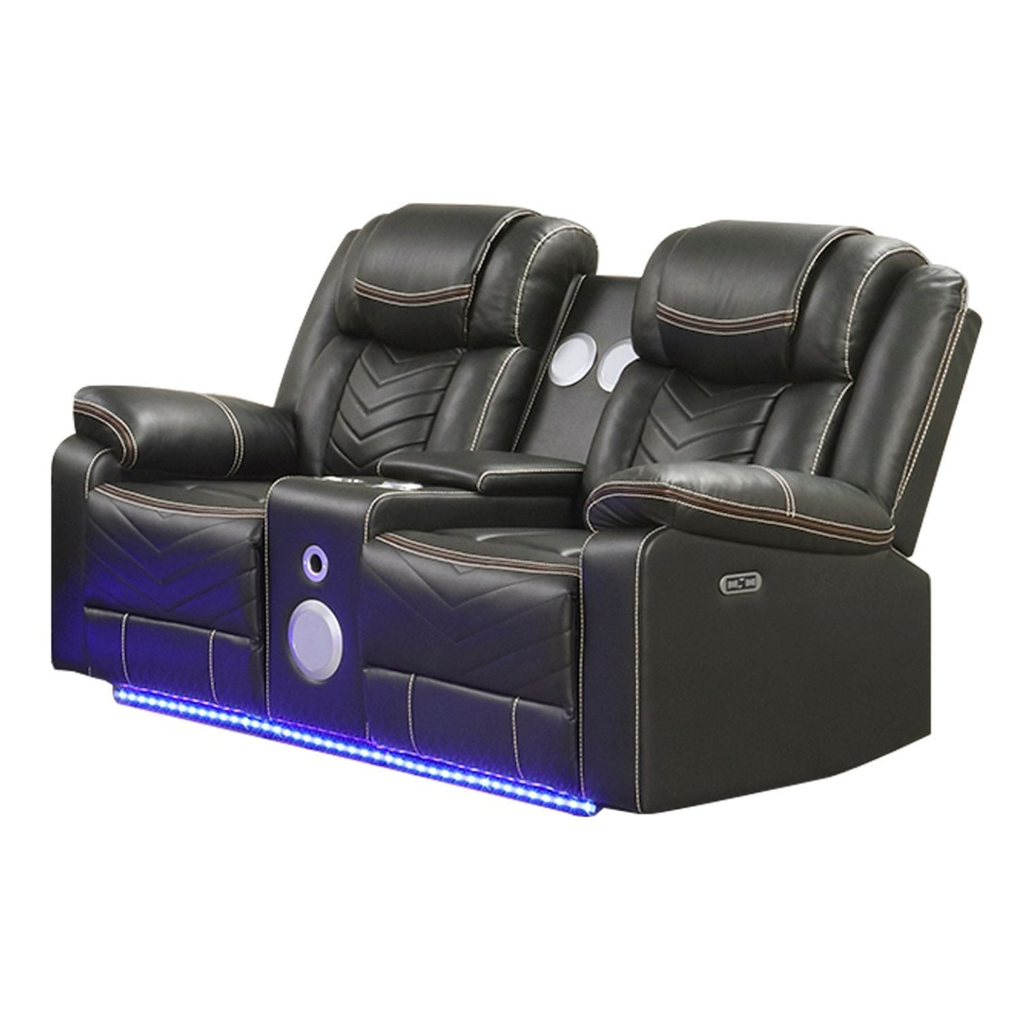Challenger LED Power Recliner Loveseat With Console