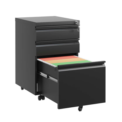 Metal Drawer Mobile File Cabinet With Lock For Home Office Organizer