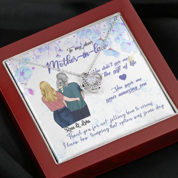Personalized Message Card Love Knot Necklace Jewelry - Best Gift For Mother's Day - To My Mother-in-law