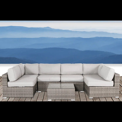 Seating Set With Cushions Handcrafted Wicker Design