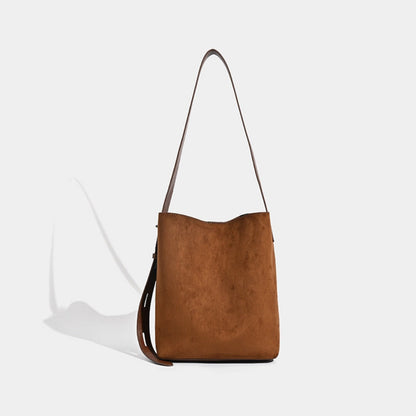 Suede vintage leopard print bucket bag, versatile shoulder crossbody women tote bag, hobo shoulder bag for women