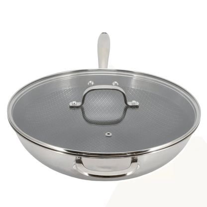 Better Chef 12.5-Inch 3-Ply Stainless Steel Nonstick Wok with Lid