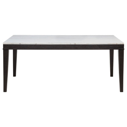 Averill 7-piece White Marble Top Dining Set Dark Grey and Coffee Bean