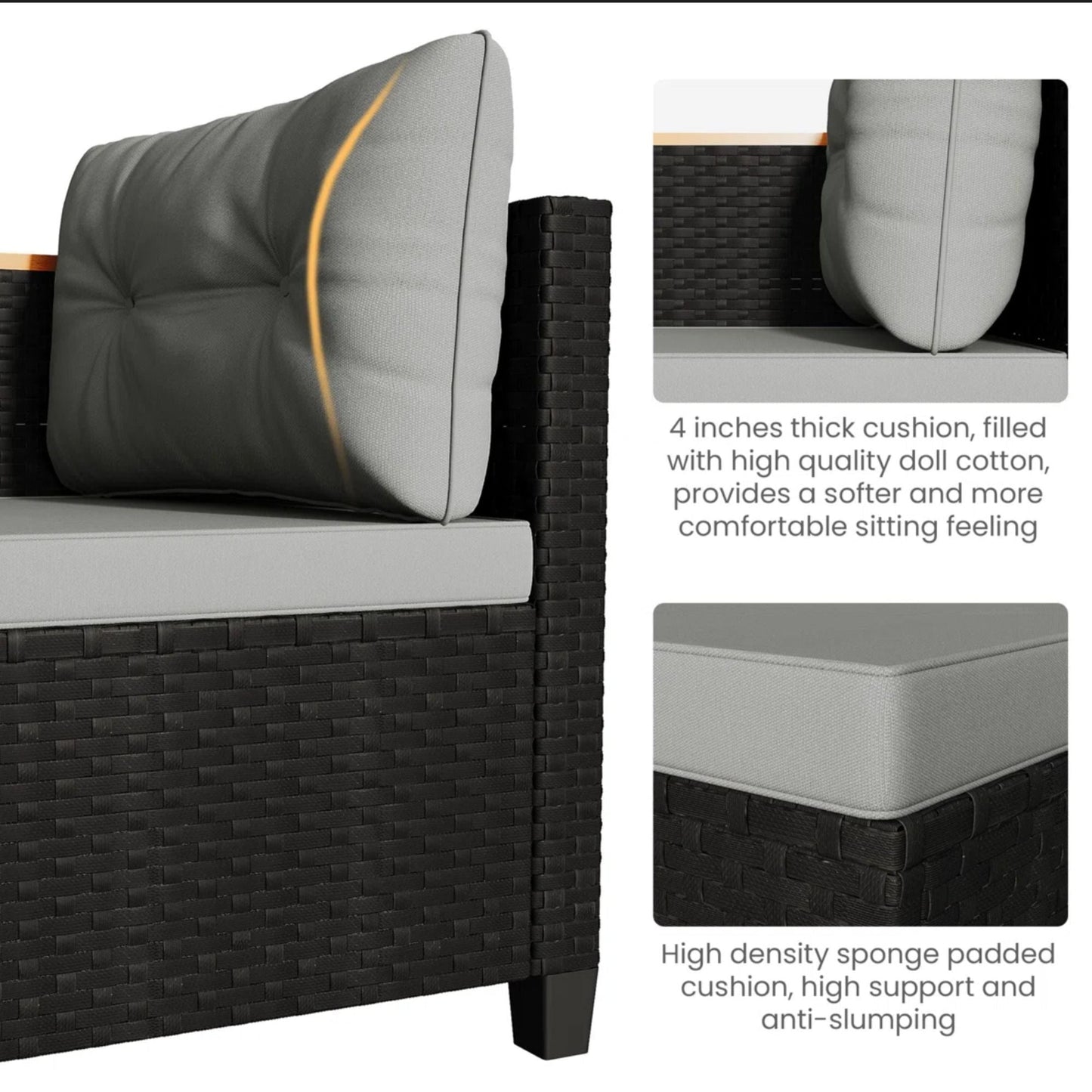 L-Shaped Patio Set With Cushions And Storage Table