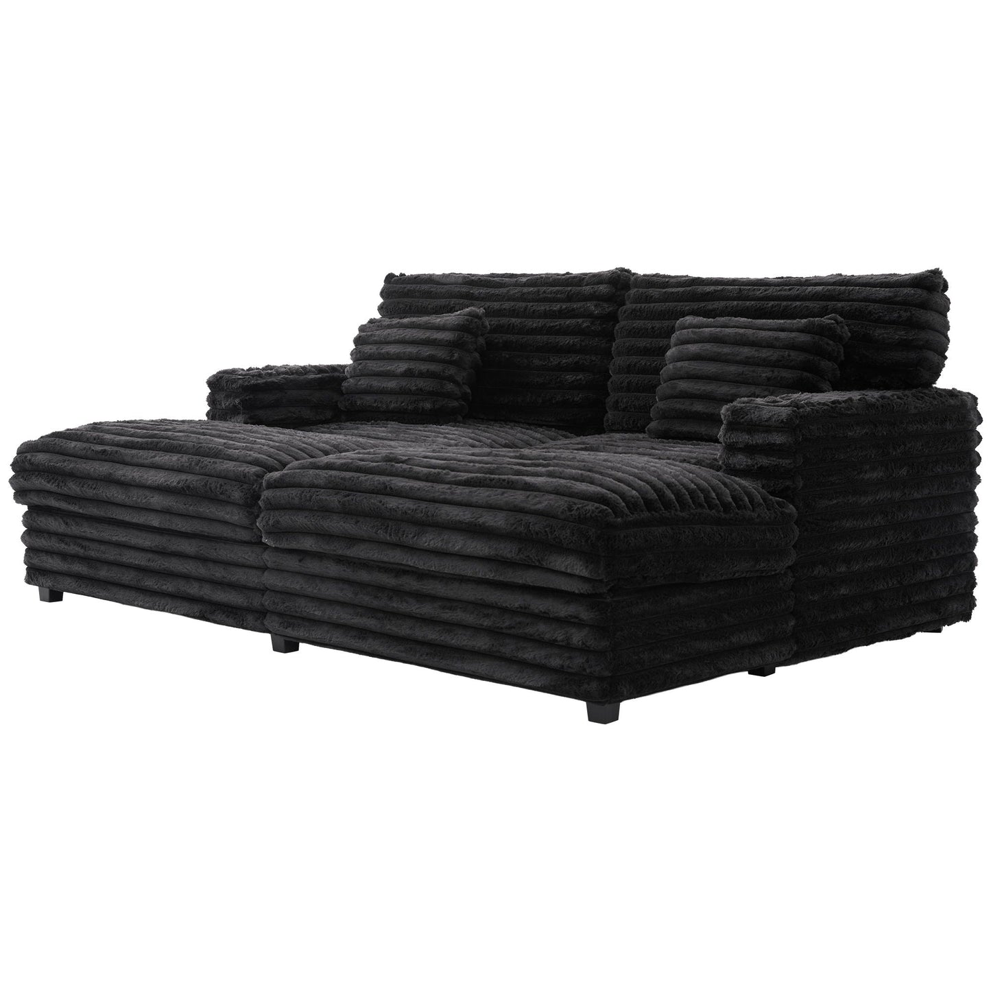 Oversized Double Chaise Lounge Sofa Bed With USB Ports And Cup Holders