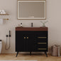 36" Freestanding Bathroom Vanity with Ceramic Sink and Faux Marble Top