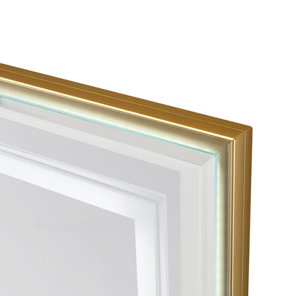 LED Bathroom Beveled Mirror, 3000 - 6000K Gradient Front And Backlit LED Mirror For Bathroom, 3 Colors Dimmable, Ip54 Enhanced Anti Fog