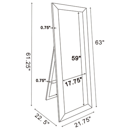 Soline 22 x 61 Inch Framed Standing Floor Mirror Silver