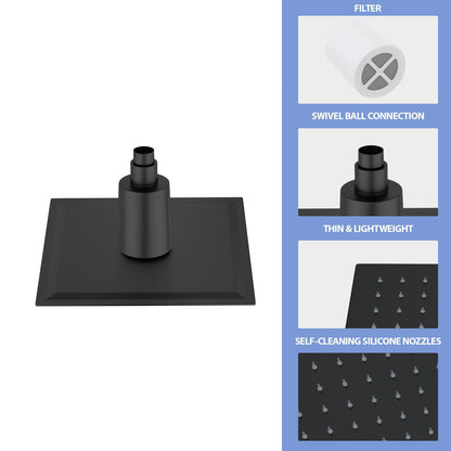 Ultra Thin 8" Square Rain Shower Head 304 Stainless Steel, Wall / Ceiling Mounted