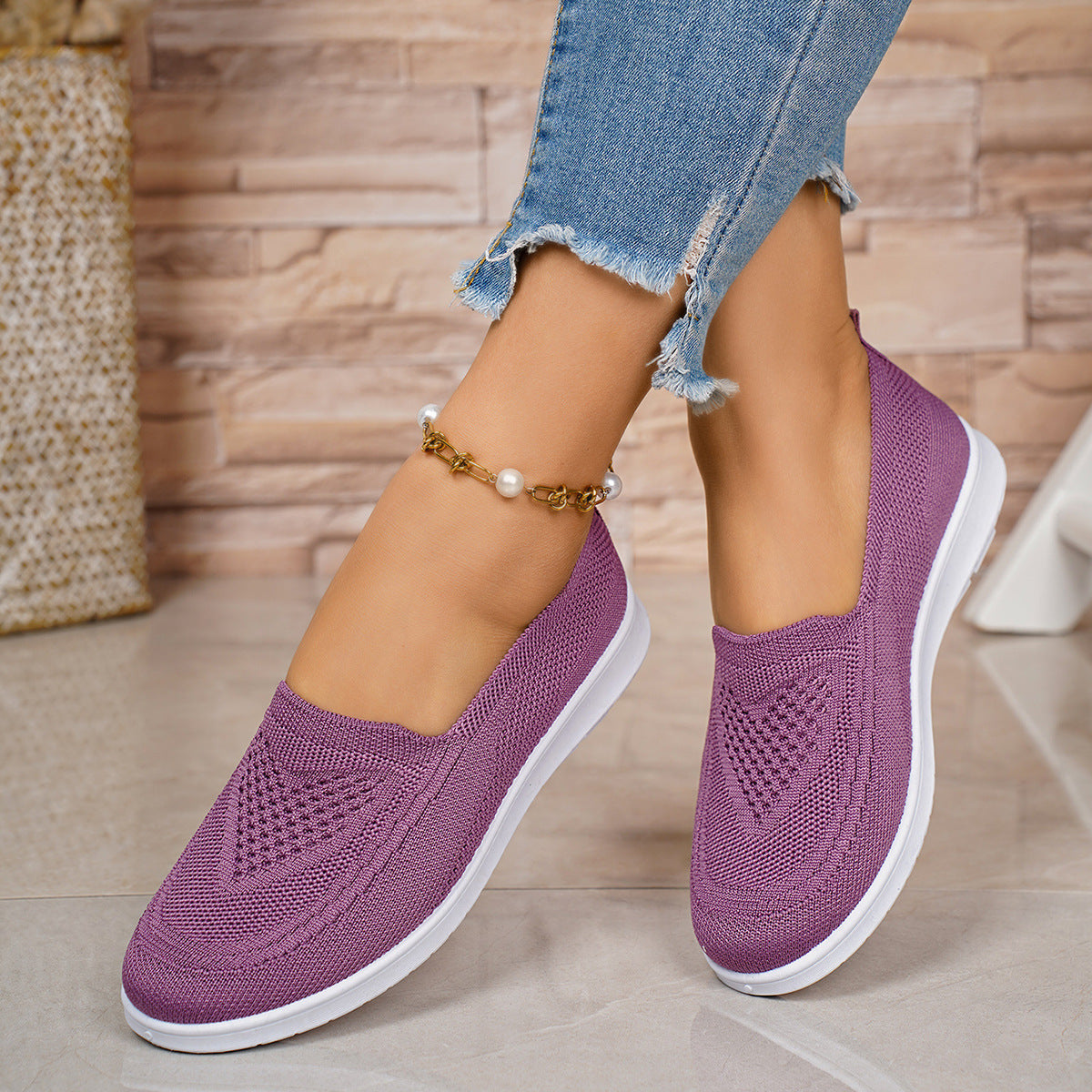 Flyknit Shoes Casual Loafers Foreign Trade  Soft Soles