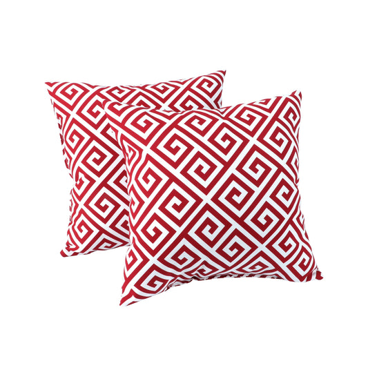 2 Pack Outdoor Throw Pillows - Waterproof & Fade-Resistant (18x18 Inch, Red)