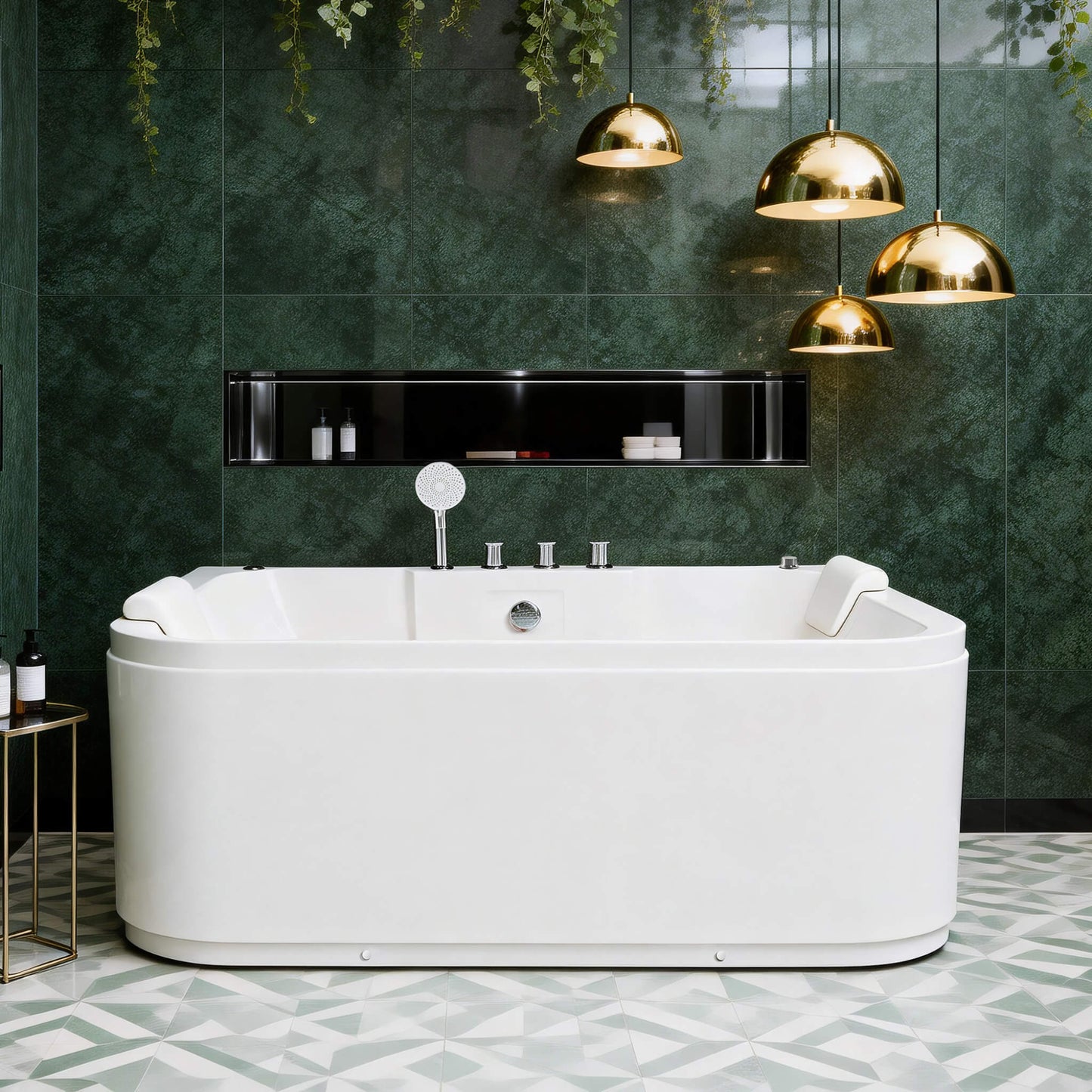 Nuvia 61-Inch 2-Person Acrylic Whirlpool Massage Bathtub With 16 Water Jets And LED Lights (SAK15780)