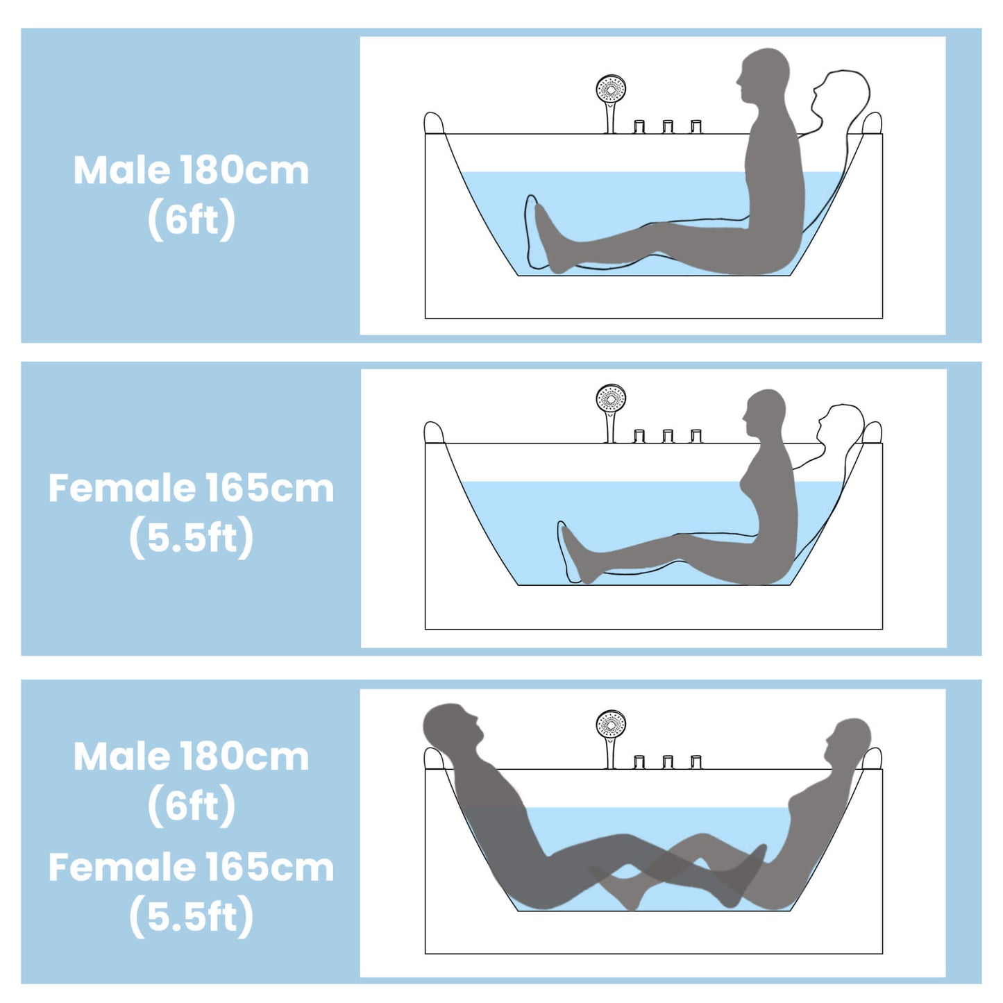 Nuvia 61-Inch 2-Person Acrylic Whirlpool Massage Bathtub With 16 Water Jets And LED Lights (SAK15780)