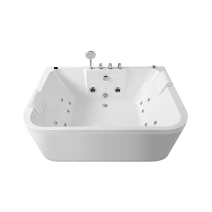 Nuvia Lagoona 61-Inch 2-Person Acrylic Whirlpool Massage Bathtub With 16 Water Jets And LED Lights (SAK15780)