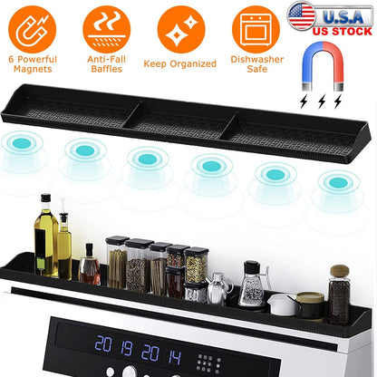 Magnetic Stove Top Shelf Silicone Over Stove Spice Rack Non-Slip Kitchen Oven Shelf Organizer for Kitchen Stove