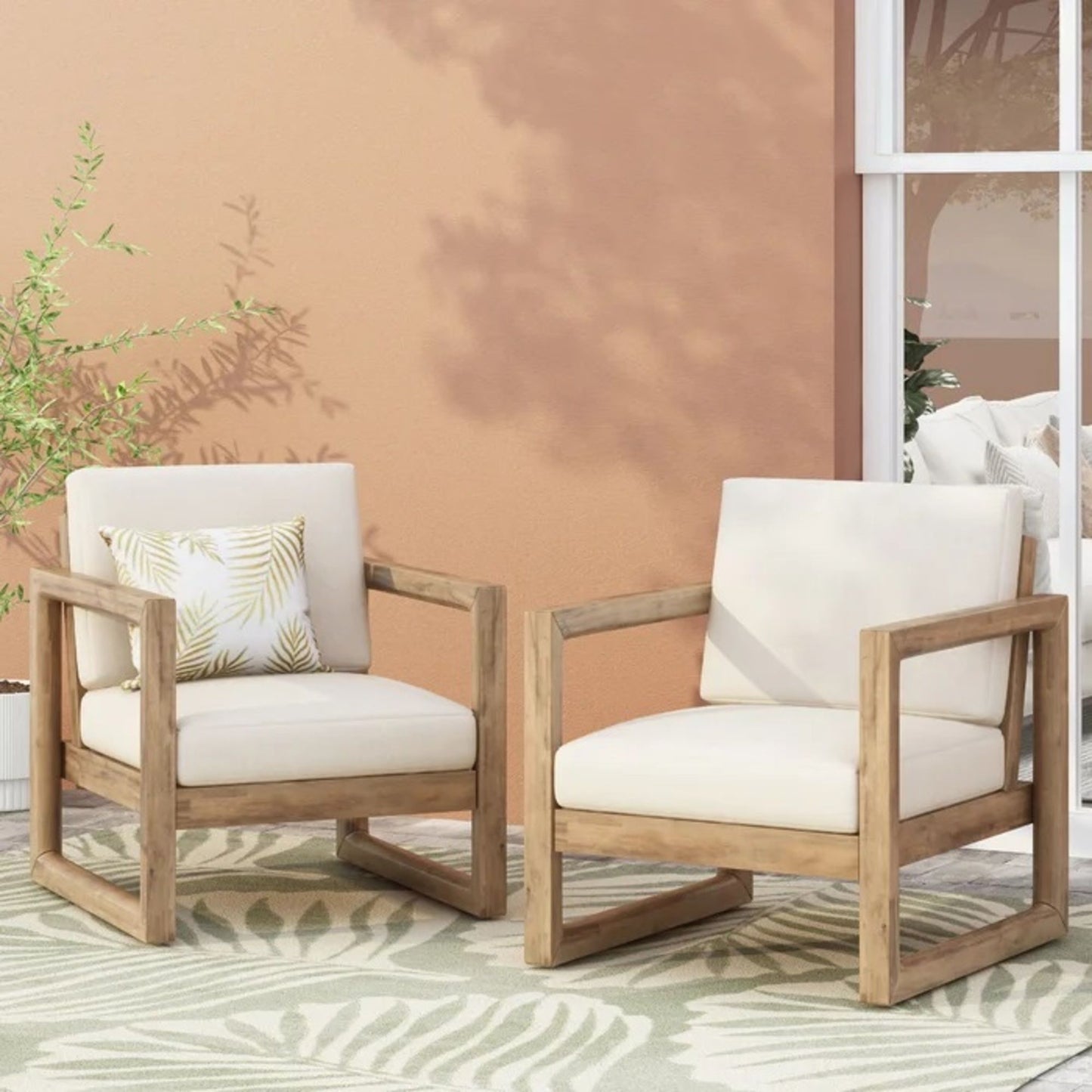 Outdoor Acacia Wood Patio Club Chair