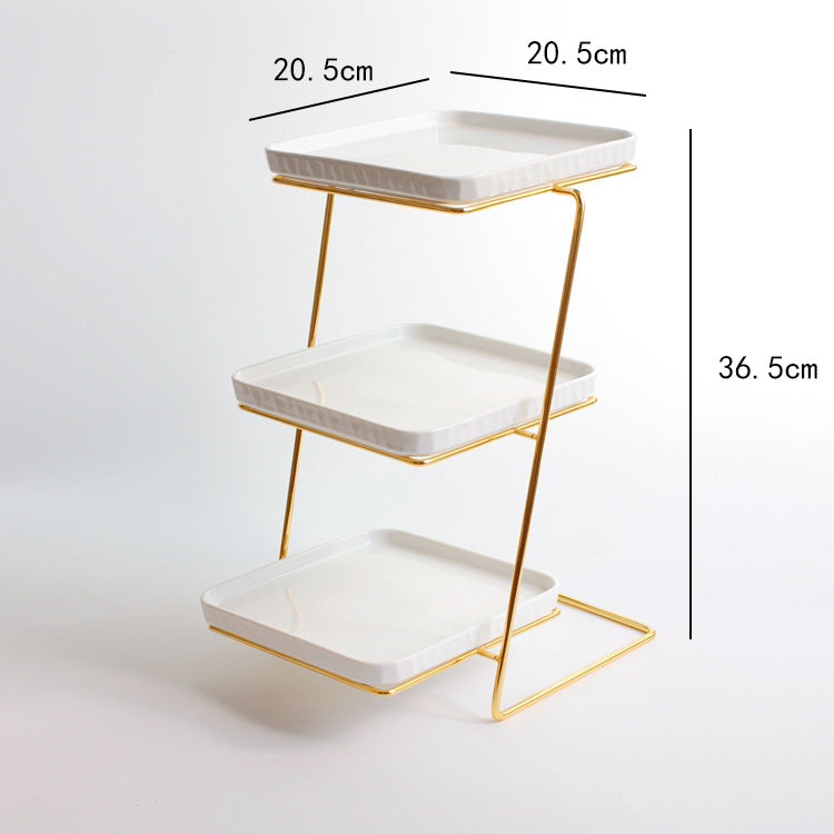 Ceramic Gold Plated Ceramic Dessert Tray Table Display Rack