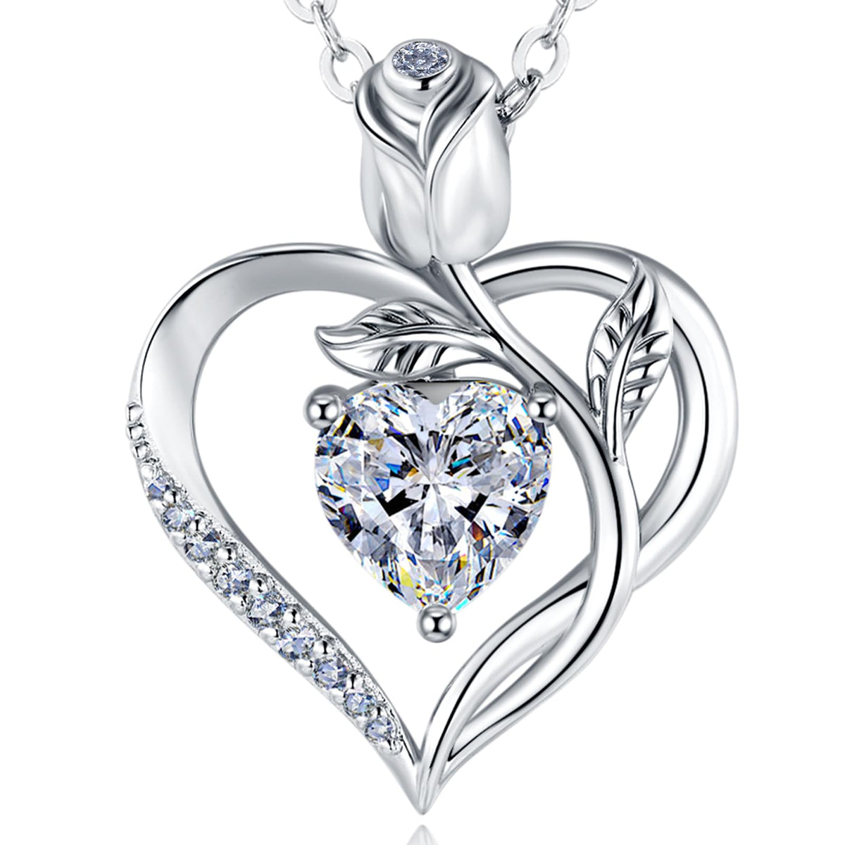 Women's Heart Pendant Necklace – 1.2CT Moissanite or Lab-Grown Sapphire, Ruby & Emerald