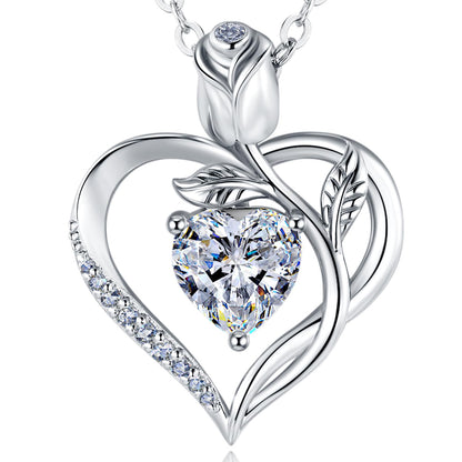 Women's Heart Pendant Necklace – 1.2CT Moissanite or Lab-Grown Sapphire, Ruby & Emerald