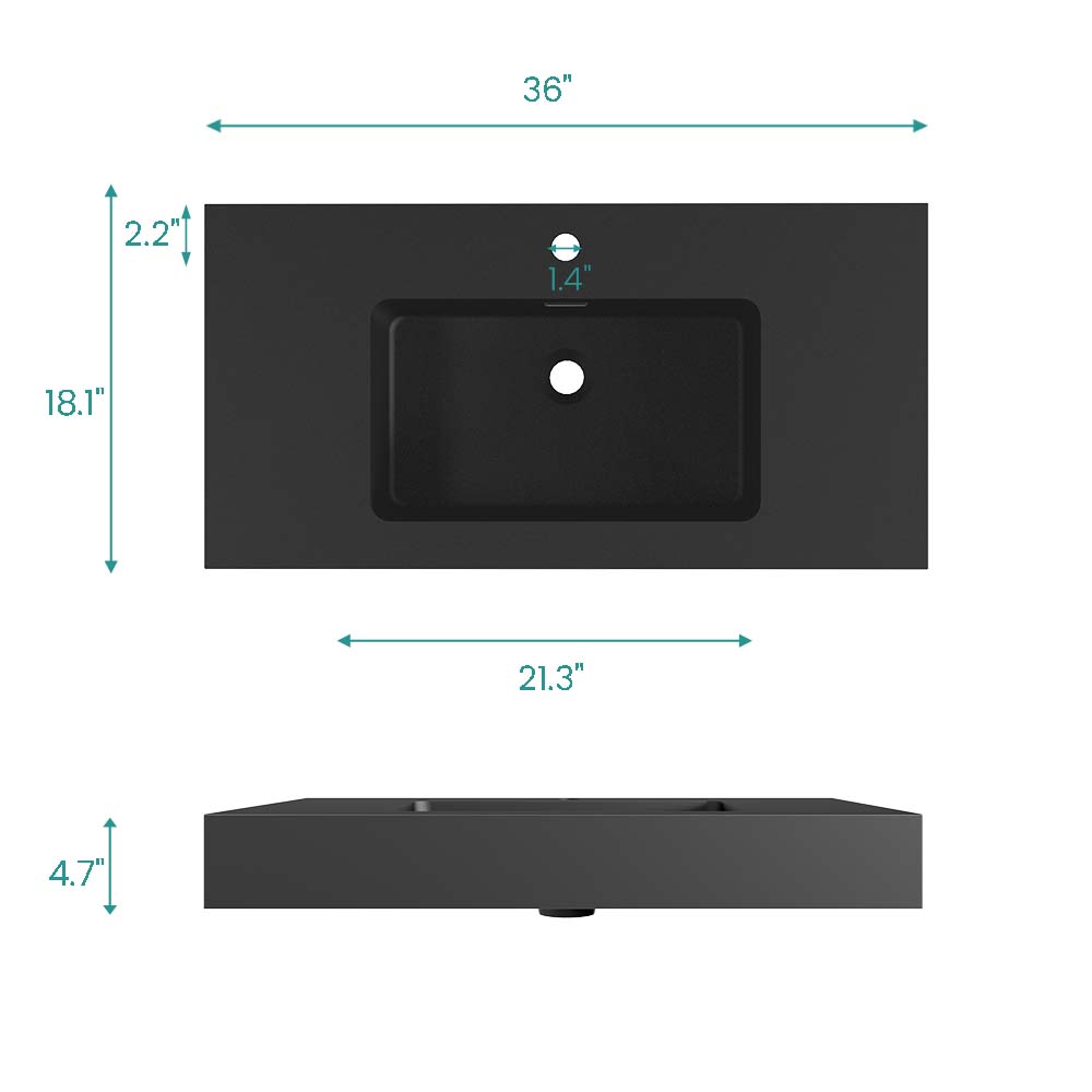 BB02-36-109 Integrated Engineered Solid Surface Basin Matte