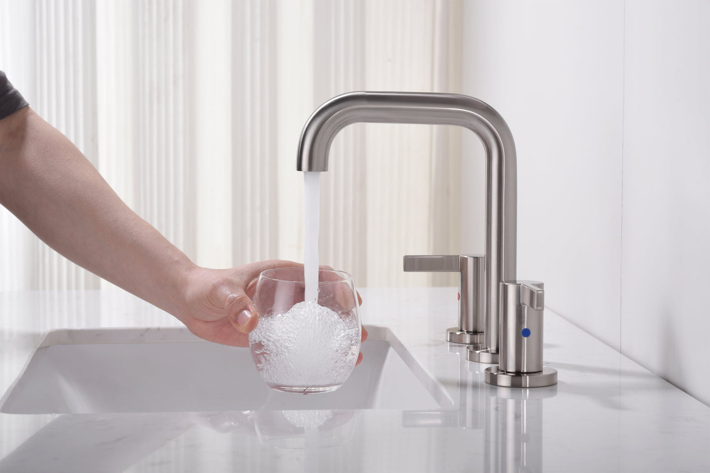 Bathroom Faucet For Bathroom Sink With Two Handles, Pop Up Drain And Supply Lines