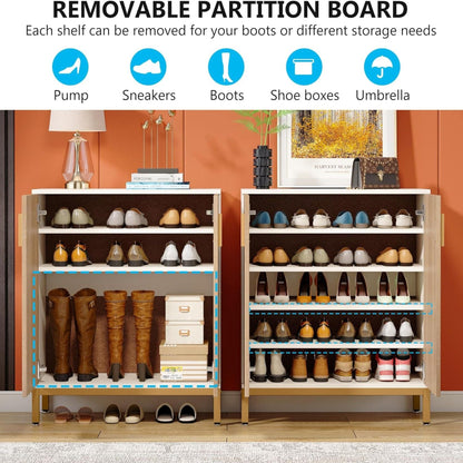 Shoe Cabinet With Doors, 5 Tiers Shoe Storage Organizer
