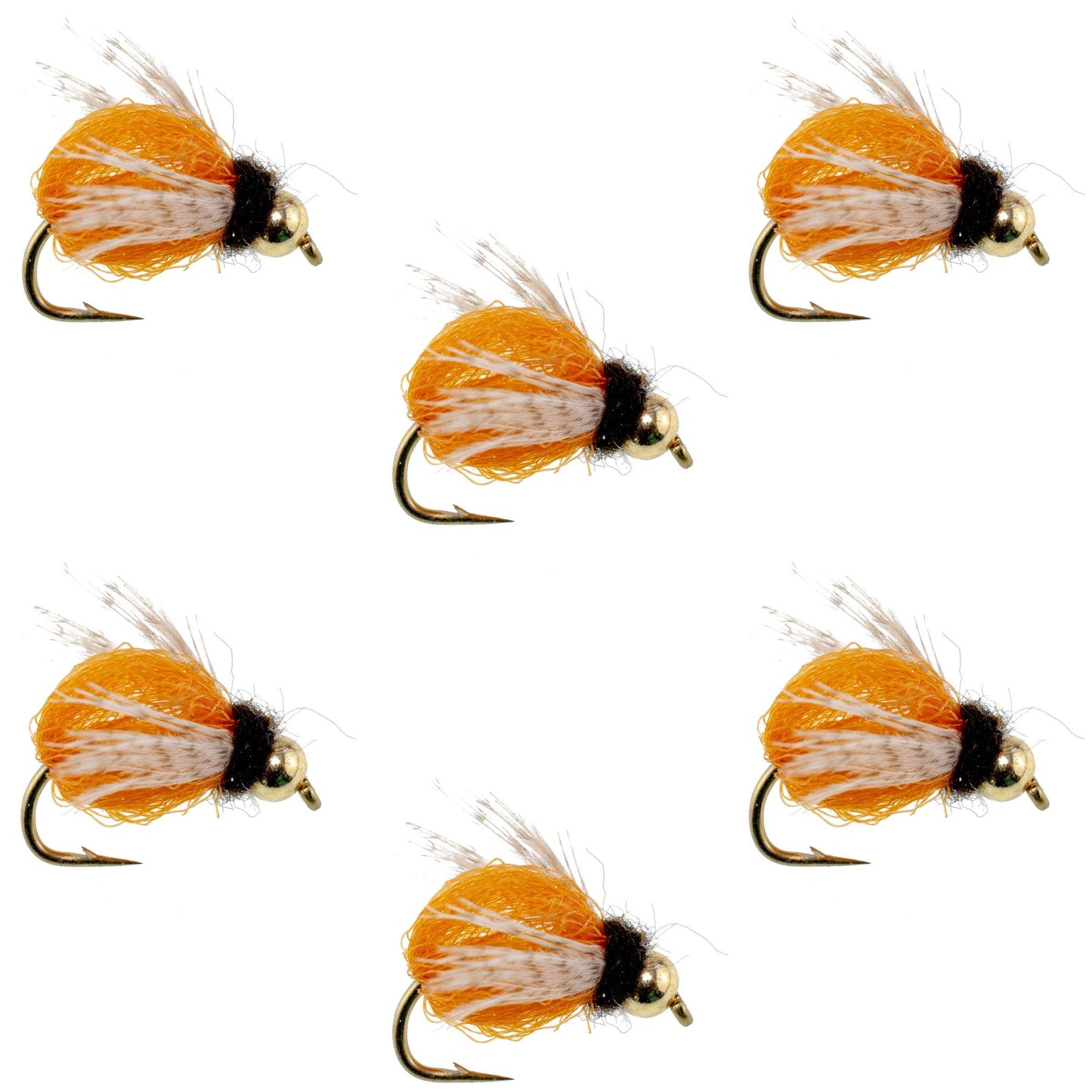 Bead Head LaFontaine Amber Deep Sparkle Caddis Pupa - 6 Flies Hook Size 16