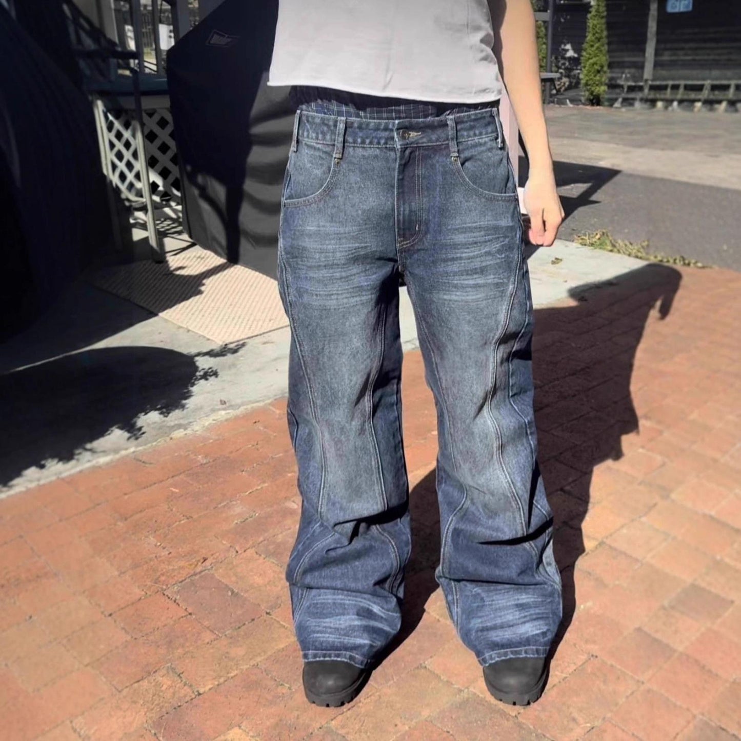 Mens Vintage Washed Distressed Jeans