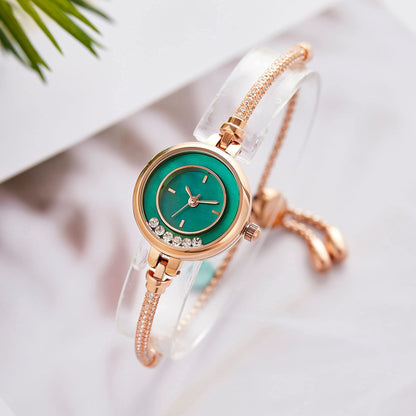TIME100 Women's Bracelet Watches Ladies Quartz Wrist Watch with Green Dial Bezel with Crystals in Movement Bracelet Strap with Diamonds Waterproof