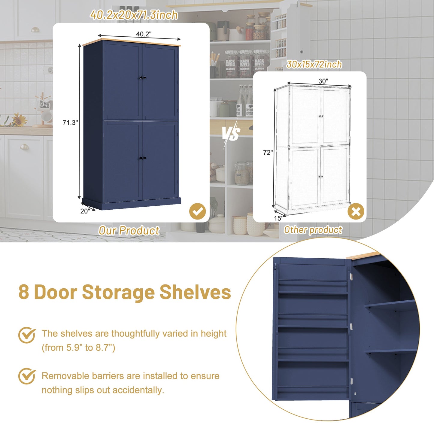 TOPMAX Large Freestanding Kitchen Pantry Storage Cabinet