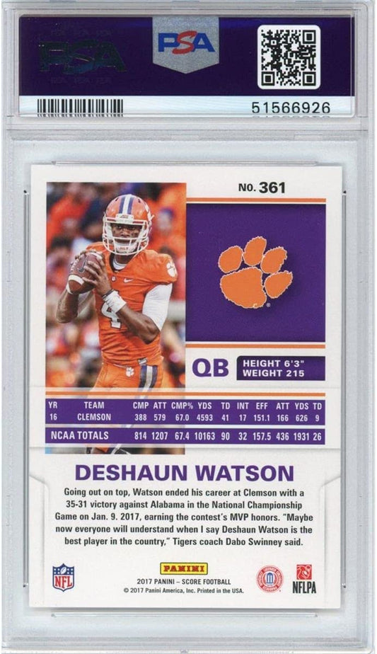 Graded 2017 Panini Score Deshaun Watson #361 Rookie RC Football Card PSA 10 Gem Mint