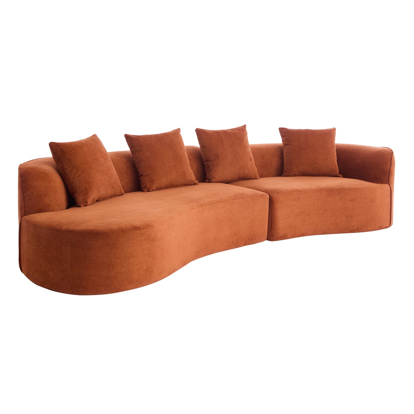 126" Curved Sectional Sofa (Dark Orange-D28 Full Foam)